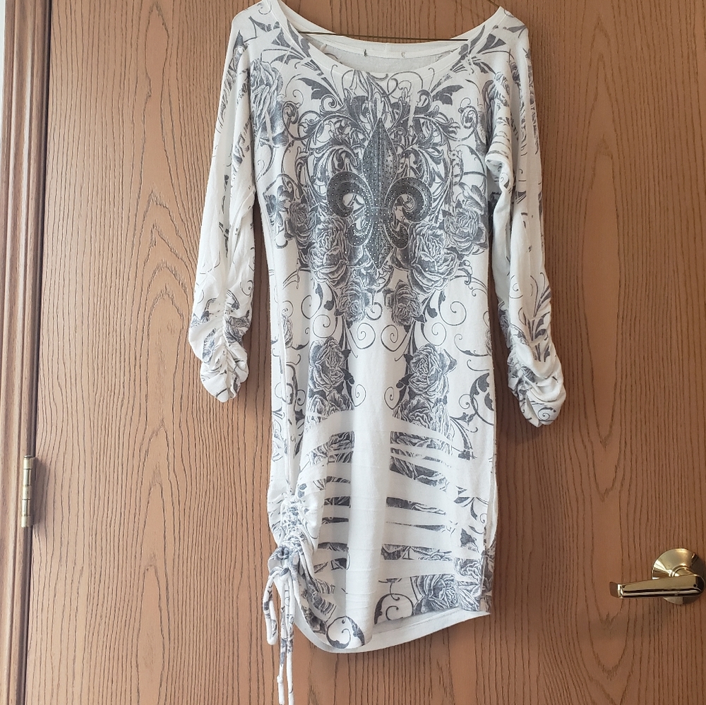 Women's Long Sleeve Rhinestone Dress - Picture 2 of 8